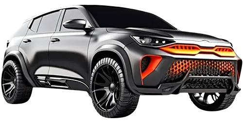 Diseño digital tridimensional de un vehículo moderno destacando la tecnología automotriz.